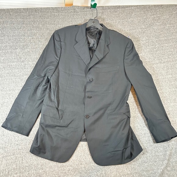 Canali Mens Black Pinstripe Virgin Wool Blazer Jacket 3 Button Italy 